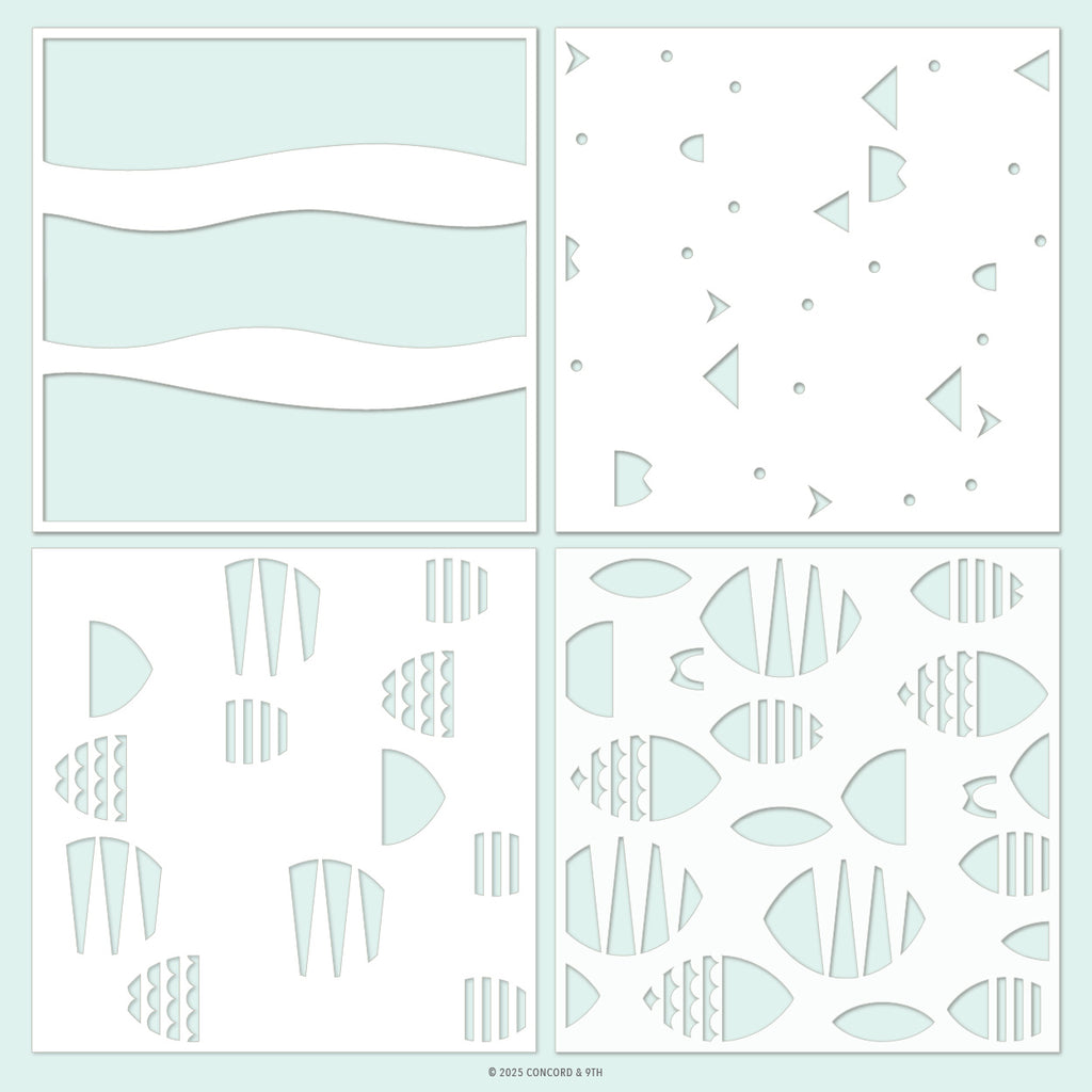 Fish Friends Stencil Pack (4 qty; 6 x 6)