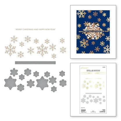 Ensemble d'assiettes et de matrices à chaud en forme de flocons de neige scintillants de la collection Bibi's Snowflakes par Bibi Cameron