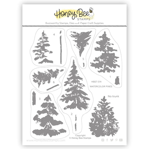 Watercolor Pines 5x6 Stamp Set