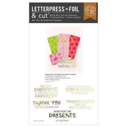 Hero Arts Here for the Presents Letterpress + Foil & Cut from the Best Gift Ever Collection