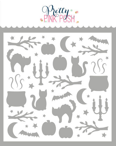 Halloween Silhouettes Background Stencil