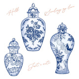 Ornate Ginger Jars 4x5 Red Rubber Stamp Set