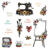 Floral Easel 6x8 Red Rubber Stamp Set