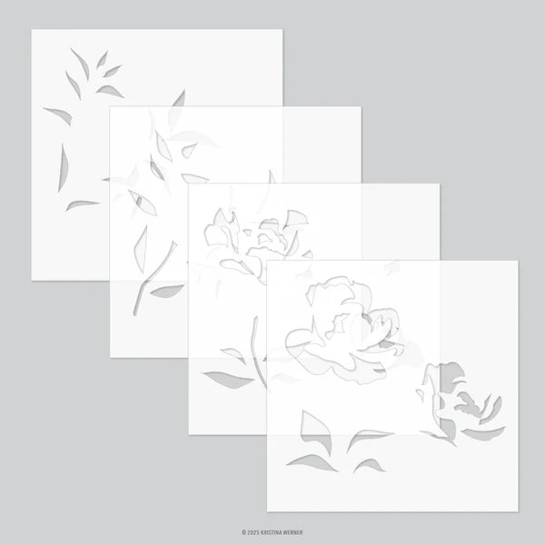Long Line Roses Stencil Pack (4qty; 6 x 6) – Bumbleberry Papercrafts Ltd