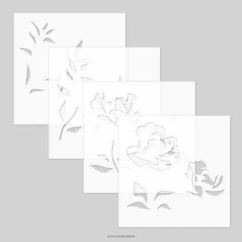 Long Line Roses Stencil Pack (4qty; 6 x 6)