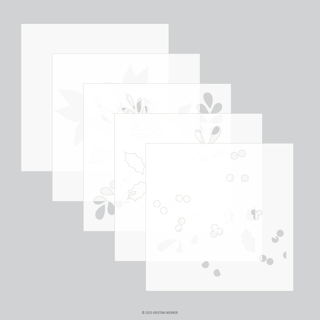 Winter Greenery Background Stencil Pack (5 qty; 6 x 6)