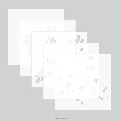 Winter Greenery Background Stencil Pack (5 qty; 6 x 6)
