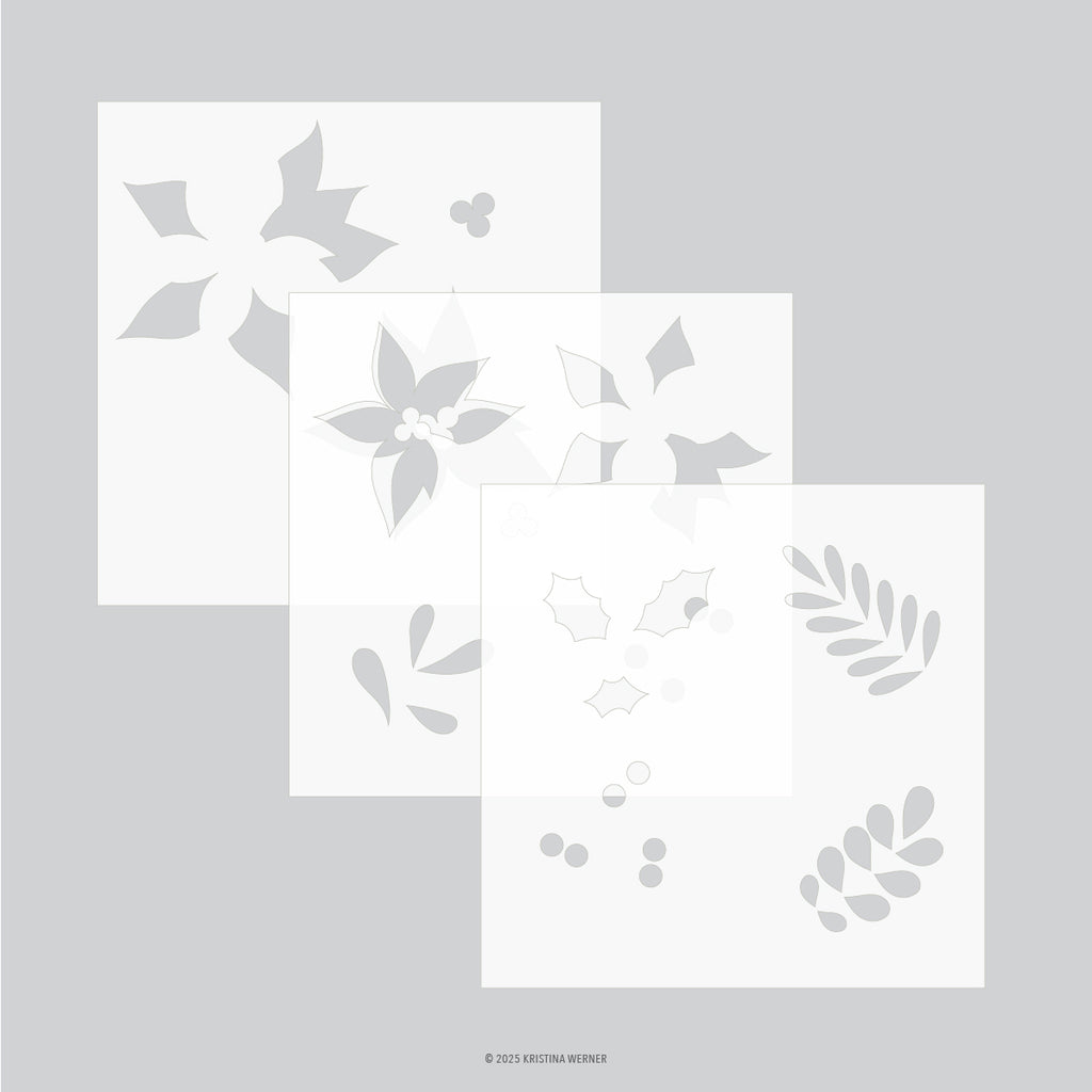 Winter Greenery Stencil Pack (3 qty; 6 x 6)