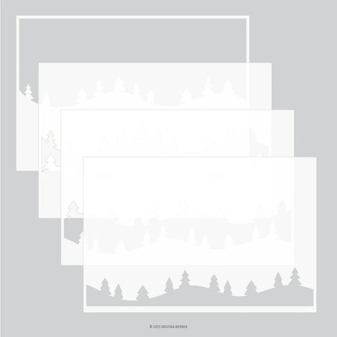 Trees and Forest Stencil Pack (4 qty; 6 x 9)