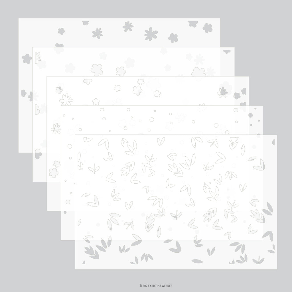 Bitsy Blooms Stencil Pack (5 qty; 6 x 9)