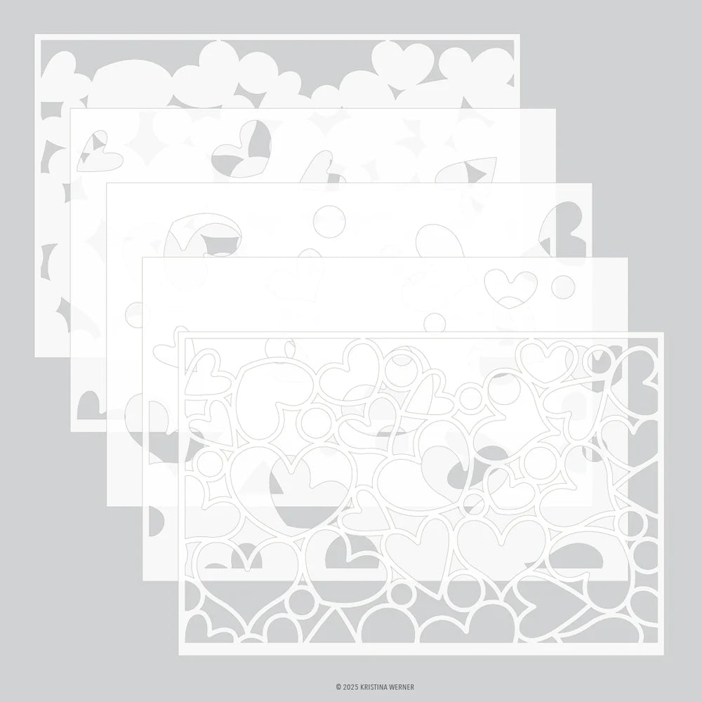 Jumble of Hearts Stencil Pack (5 qty; 6 x 9)