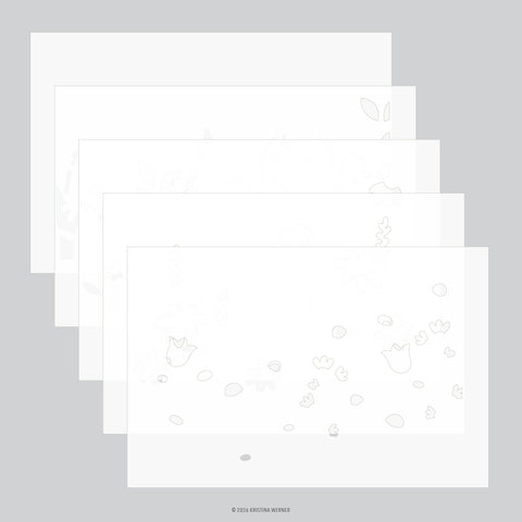 Flower Field Stencil Pack (5 qty; 6 x 9)