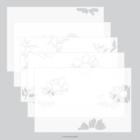 Aubrey Blooms Stencil Pack (5 qty; 6 x 9)