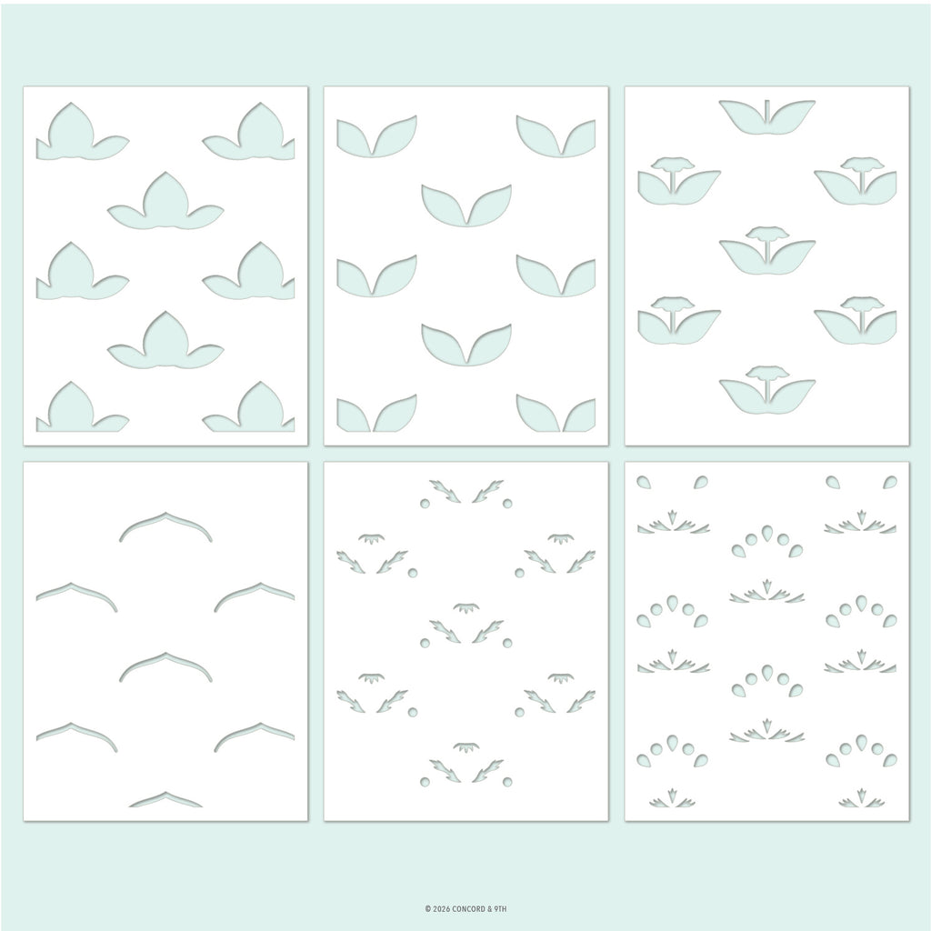 Layered Lotus Stencil Pack (6 qty; 4.75 x 6)