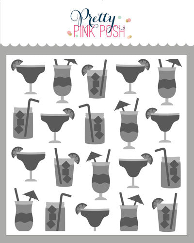 Layered Summer Drinks Stencil (3 Lyr)