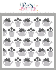 Layered Watering Can Floral Stencil (3 Lyr)