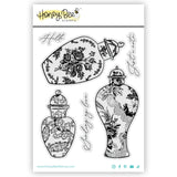 Ornate Ginger Jars 4x5 Red Rubber Stamp Set