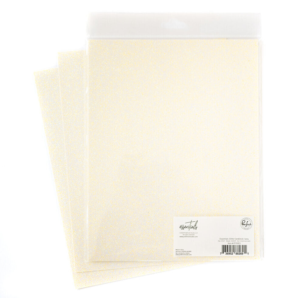 Papier cartonné à paillettes Essentials : ivoire