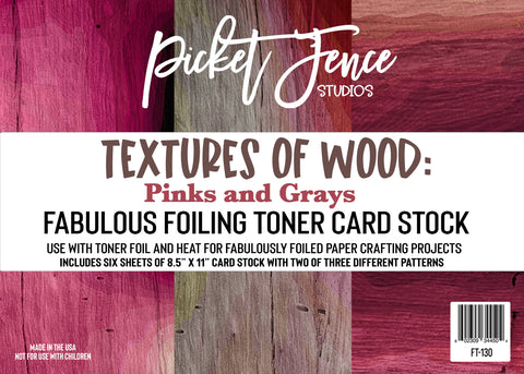 Fabulous Foiling Toner Card Stock - Textures of Wood Pink and Grays