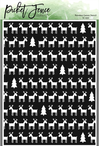 Reindeer Games Stencil 6 x 8