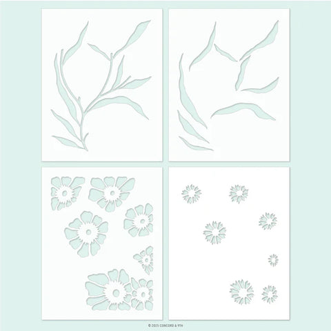 Petal Print Stencil Pack (4 qty; 4.75 x 6)