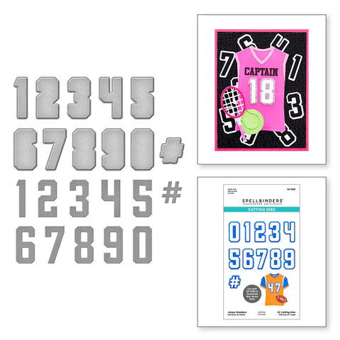 Jersey Numbers Set Etched Dies from the Game Day Collection by Justine Dvorak
