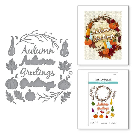 Autumn Greetings Wreath Etched Dies from the Texture & Foliage Collection by Suzanne Hue