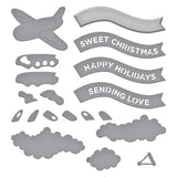 Gingerbread Plane & Banners Etched Dies from the Candy Christmas Collection by Stamperia