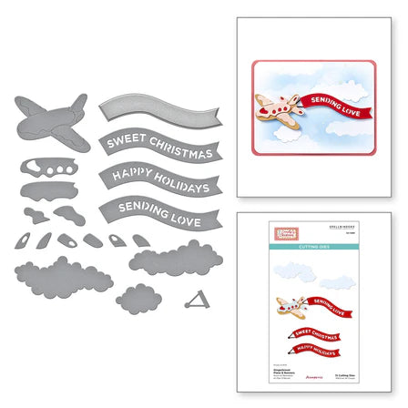 Gingerbread Plane & Banners Etched Dies from the Candy Christmas Collection by Stamperia