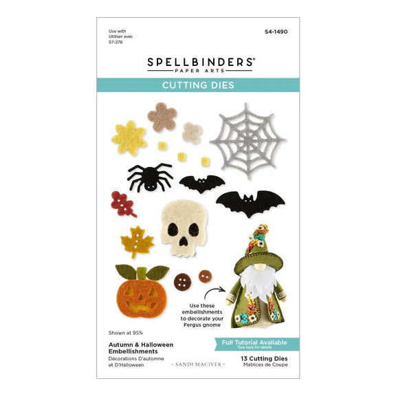 Autumn & Halloween Embellishments Etched Dies from the 3D Felt Décor Collection by Sandi MacIver