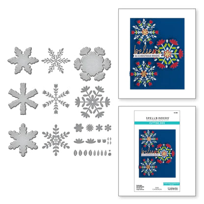 Matrices de découpe gravées en forme de flocons de neige délicats de la collection Bibi's Snowflakes par Bibi Cameron