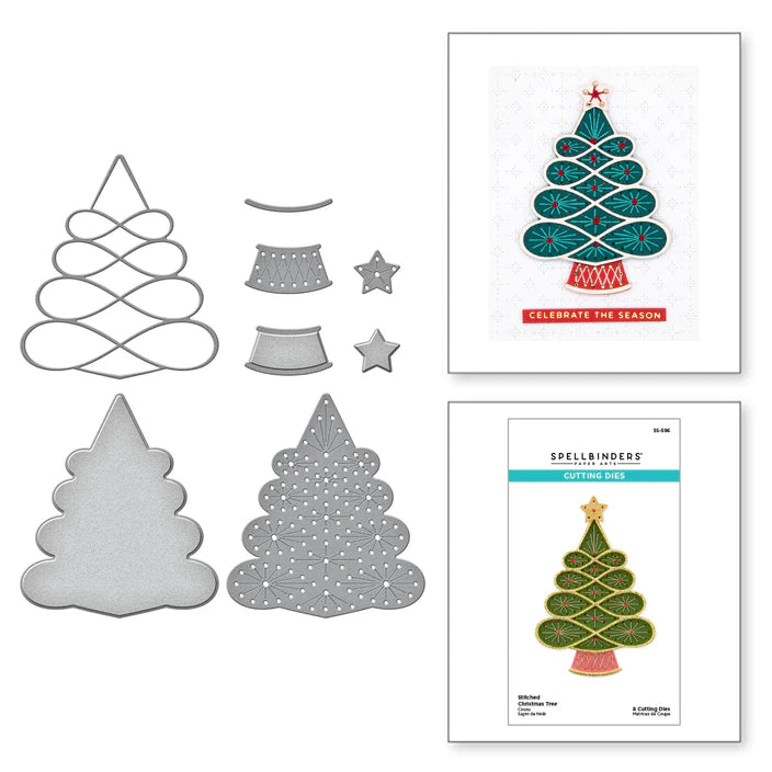 Matrices de découpe gravées en forme d'arbre de Noël cousues de la collection de Noël