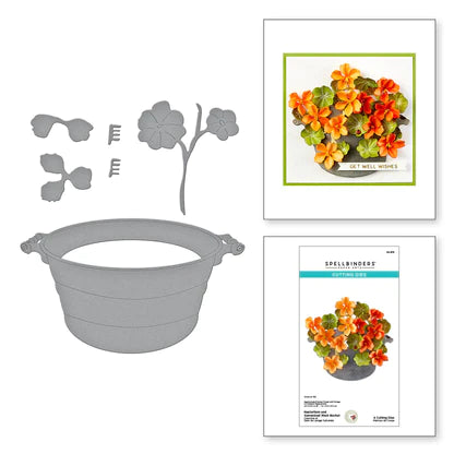 Nasturtium and Galvanized Wash Bucket Etched Dies from the Through the Arbor Garden Collection by Susan Tierney-Cockburn