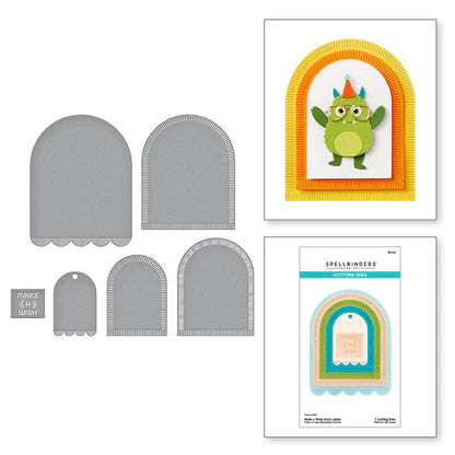 Matrices gravées Make a Wish Arch Labels de la collection Monster Birthday