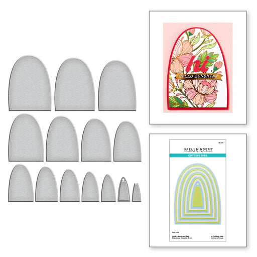 Arch Labels and Tag Etched Dies from the Sealed 3D Botanicals Collection