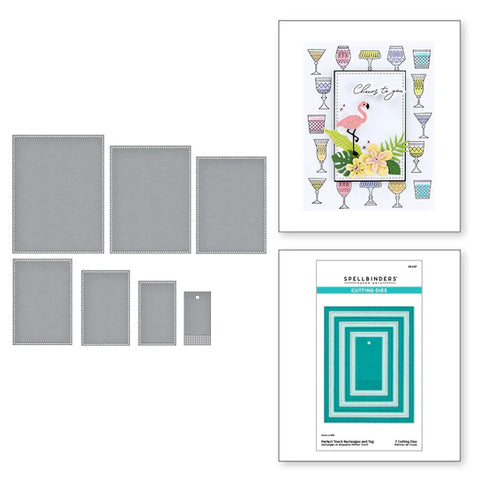 Perfect Touch Rectangles and Tag Etched Dies from the Happy Hour Collection