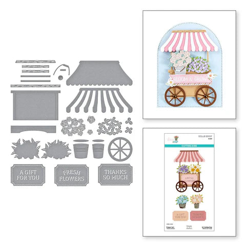 Flower Cart Etched Dies from the Simple Vintage Flower Shoppe Collection with Simple Stories