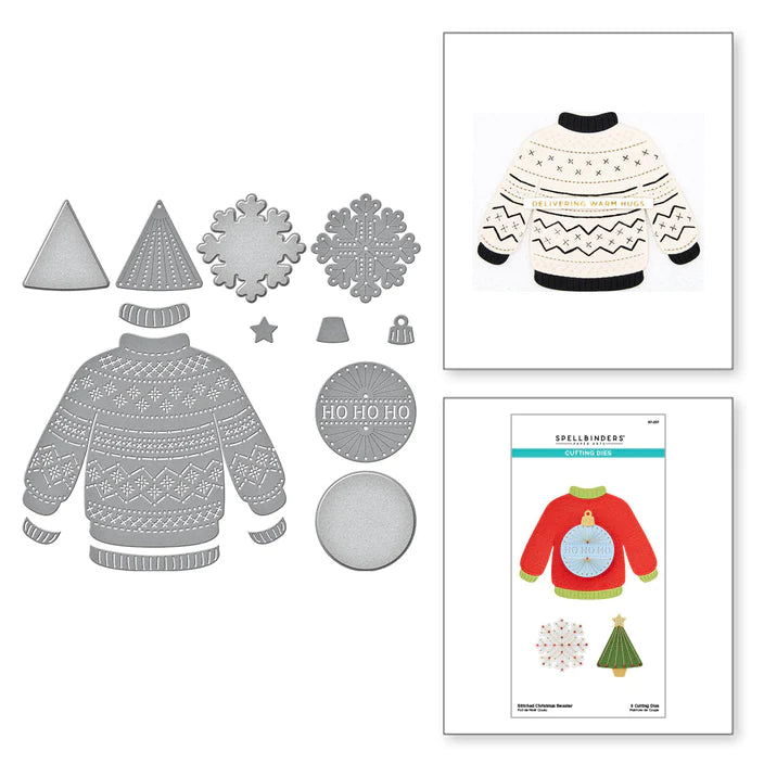Stitched Christmas Sweater Etched Dies from the Christmas Collection