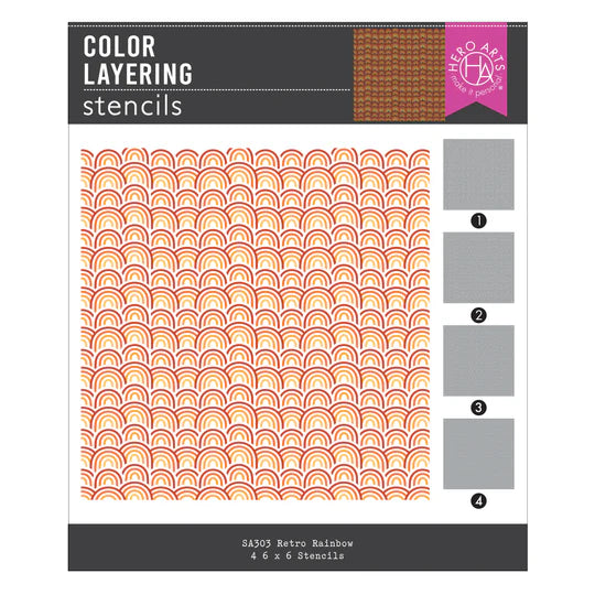Color Layering Retro Rainbow Stencil