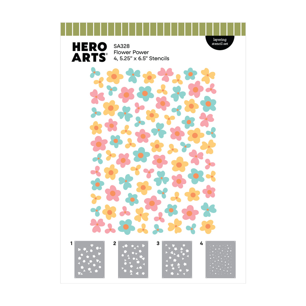 Hero Arts Flower Power Layering Stencil Set