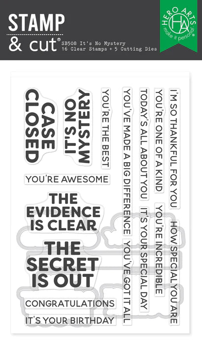 Hero Arts It's No Mystery Stamp & Cut Set from the Case Closed Collection