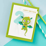 Dancin' Birthday Dragon Etched Dies from the Monster Birthday Collection