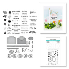 Ensemble de tampons et matrices transparents Panneau de bienvenue et sentiments de la collection Country Road Tampons transparents par Annie Williams