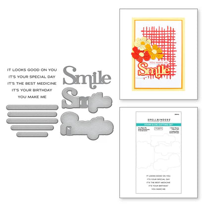 You Make Me Smile Sentiments Clear Stamp and Die Set from the Spotlight Frames and Florals Collection by Lisa Horton