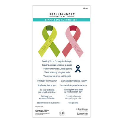 Awareness Ribbon and Sentiments Stamp & Die Set by Sheri Ballantyne