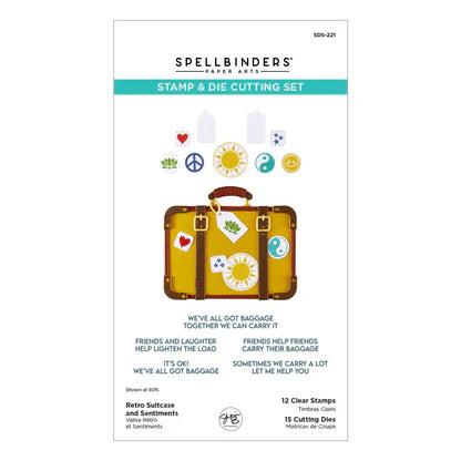 Retro Suitcase and Sentiments Stamp & Die Set by Sheri Ballantyne