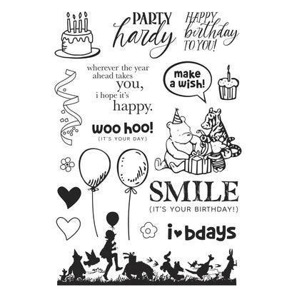Simple Stories Make A Wish! Clear Stamp Set from the Say Cheese Classic Pooh Birthday Collection