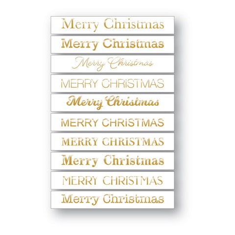 Merry Christmas Foil Greetings White Tabs