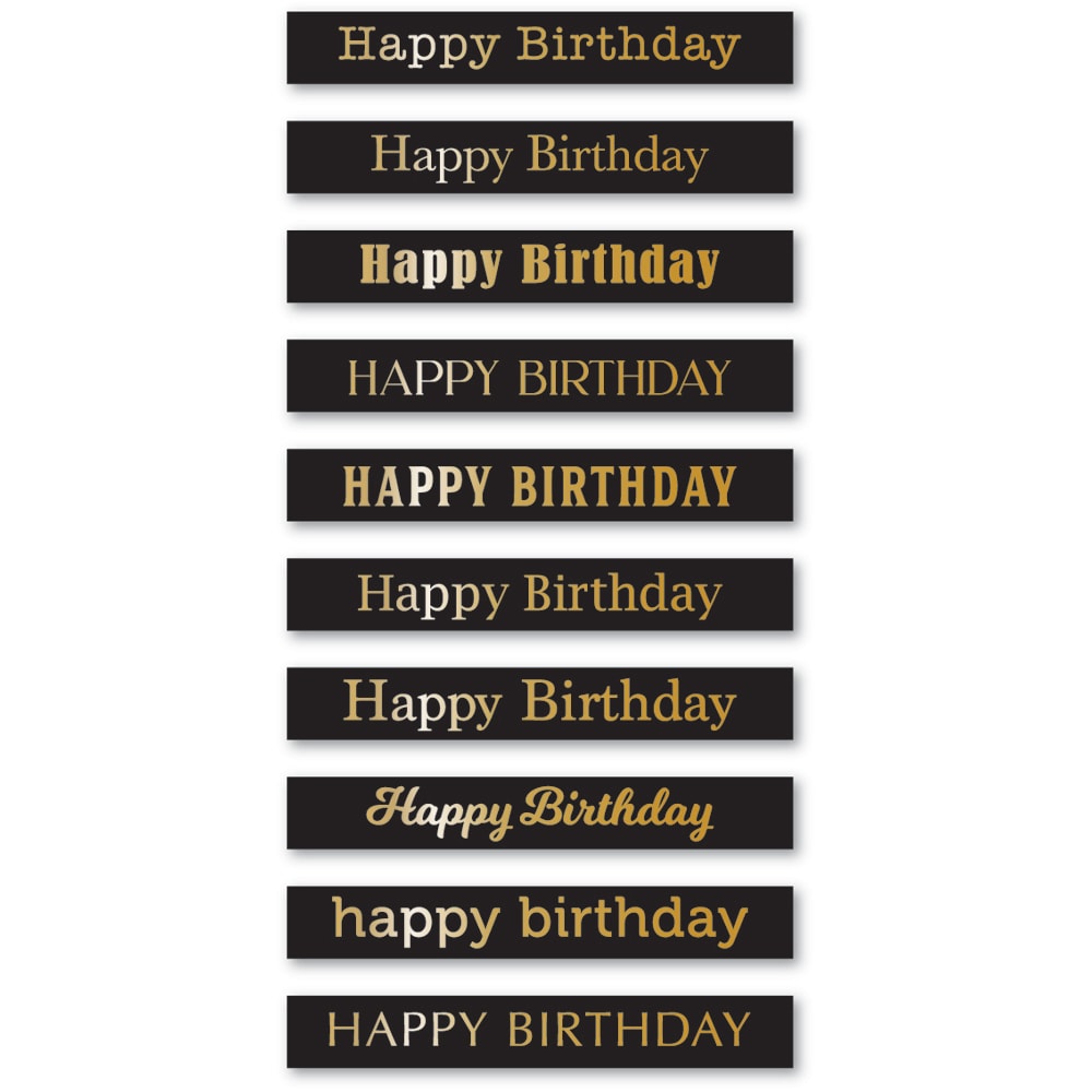 Happy Birthday Foil Greetings Black Tabs