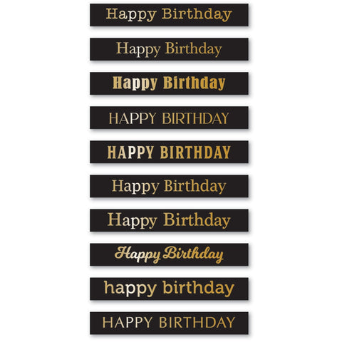 Happy Birthday Foil Greetings Black Tabs
